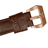 Aquacy Bronze CuSn8 Series Automatic Men's 200m Watch 44mm Black/Blue Dial Brown Strap