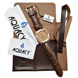 Aquacy Bronze CuSn8 Series Automatic Men's 200m Watch 44mm Bronze Dial Brown Strap