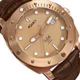 Aquacy Bronze CuSn8 Series Automatic Men's 200m Watch 44mm Bronze Dial Brown Strap