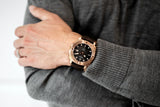 Aquacy Bronze CuSn8 Series Automatic Men's 200m Watch 44mm Black/Gray Dial Brown Strap