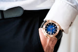 Aquacy Bronze CuSn8 Series Automatic Men's 200m Watch 44mm Black/Blue Dial