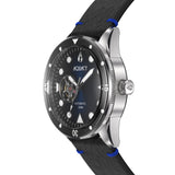 Aquacy Automatic Vintage Black and Blue Dial Watch Side View Crown