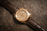 Aquacy Bronze CuSn8 Series Automatic Men's 200m Watch 44mm Bronze Dial Brown Strap