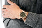 Aquacy Bronze CuSn8 Series Automatic Men's 200m Watch 44mm Olive Drab Green Dial Brown Strap