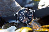 Aquacy Automatic Black Mother of Pearl Dial Watch Front In Water