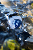 Aquacy Automatic Blue Mother of Pearl Dial Watch Caseback In Water