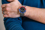 Aquacy Seiko Movement Watch Red And Blue Cross Body