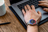 Aquacy Seiko Movement Watch Red And Blue On Wrist Computer