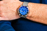 Aquacy Mesh Bracelet Watch Blue And Black Cross Body