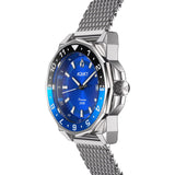 Aquacy Mesh Bracelet Watch Blue And Black Side View Crown