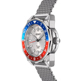 Aquacy Mesh Bracelet Watch Red Blue And Silver Side View Crown