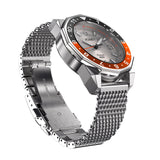 Aquacy Seiko Movement Watch Orange And Black Front Picture Slight Right Slant View