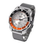 Aquacy Seiko Movement Watch Orange And Black Front Picture Slight Left Slant View