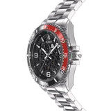 Aquacy Automatic Skeleton Watch Black And Red Side View Crown