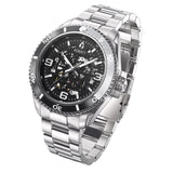Aquacy Automatic Skeleton Watch Black And Silver Front Picture Slight Left Slant View