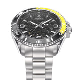 Aquacy Automatic Skeleton Watch Black And Yellow Frontal View Picture