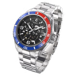 Aquacy Automatic Skeleton Watch Blue And Red Front Picture Slight Left Slant View
