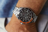 Aquacy Automatic Skeleton Watch Black And Orange On Wrist