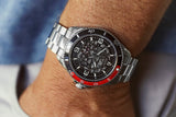 Aquacy Automatic Skeleton Watch Black And Red On Wrist