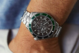 Aquacy Automatic Skeleton Watch Black And Green On Wrist