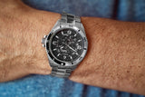 Aquacy Automatic Skeleton Watch Silver And Black On Wrist