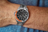 Aquacy Automatic Skeleton Watch Orange and Silver On Wrist 2