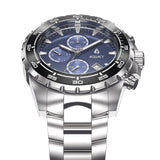 Aquacy Automatic Chronograph Watch Navy Blue Frontal View Picture