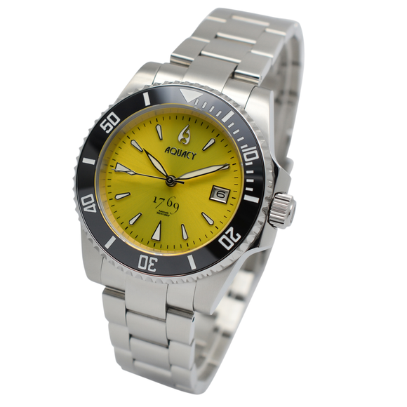 Aquacy 1769 Hei Matau Men's Automatic 300M Yellow Diver Watch ETA 2824 1769.Y.B.S.ET - main image