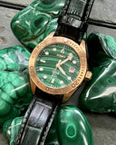 Aquacy Bronze CuSn8 Men's Malachite Watch Automatic with Leather  200M