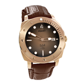 Aquacy Bronze CuSn8 Series Automatic Men's 200m Watch 44mm Black/Brown Dial Brown Strap