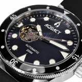 Aquacy Automatic Black Mother of Pearl Dial Watch Dial Close Up