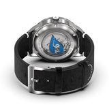 Aquacy Automatic Black Mother of Pearl Dial Watch Caseback and Leather Strap