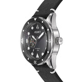 Aquacy Automatic Black Mother of Pearl Dial Watch Side View Crown