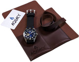 Aquacy Automatic Vintage Black and Blue Dial Watch With Packaging