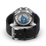 Aquacy Automatic Vintage Black and Blue Dial Watch Caseback and Leather Strap