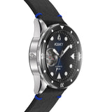 Aquacy Automatic Vintage Black and Blue Dial Watch Side View