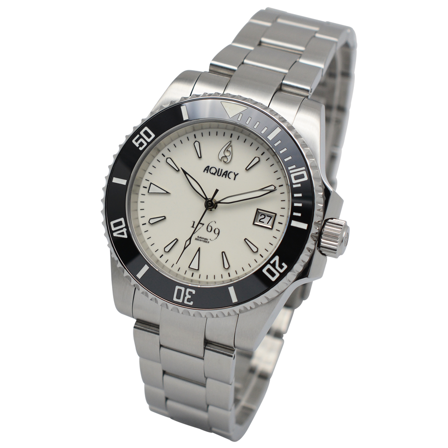 Aquacy Automatic ETA 2824 2 Swiss 1769.FLM.B.S.ET White Dive Watches Online Under 500 Aquacy Watches