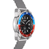 Aquacy Seiko Movement Watch Red And Blue Side View