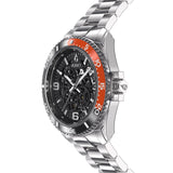 Aquacy Automatic Skeleton Watch Black And Orange Side View Crown