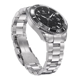 Aquacy Automatic Skeleton Watch Black And Silver Front Picture Slight Right Slant View