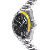 Aquacy Automatic Skeleton Watch Black And Yellow Side View Crown