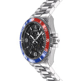 Aquacy Automatic Skeleton Watch Blue And Red Side View Crown