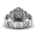 Aquacy Automatic Skeleton Watch Silver And Black Caseback and Bracelet