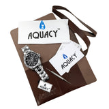 Aquacy Automatic Skeleton Watch Silver And Black With Packaging
