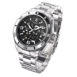 Aquacy Automatic Skeleton Watch Silver And Black Front Picture Slight Left Slant View