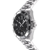 Aquacy Automatic Skeleton Watch Silver And Black Side View Crown