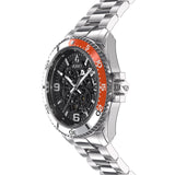 Aquacy Automatic Skeleton Watch Orange and Silver Side View Crown