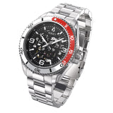 Aquacy Automatic Skeleton Watch Red And Silver Front Picture Slight Left Slant View