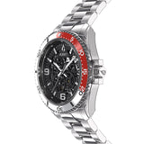 Aquacy Automatic Skeleton Watch Red And Silver Side View Crown