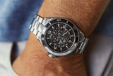Aquacy Automatic Skeleton Watch Black And Silver On Wrist
